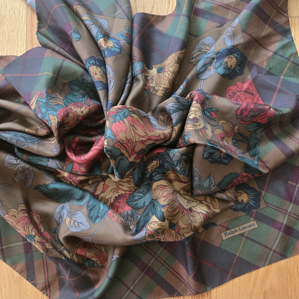 Ralph Lauren Floral Plaid Scarf